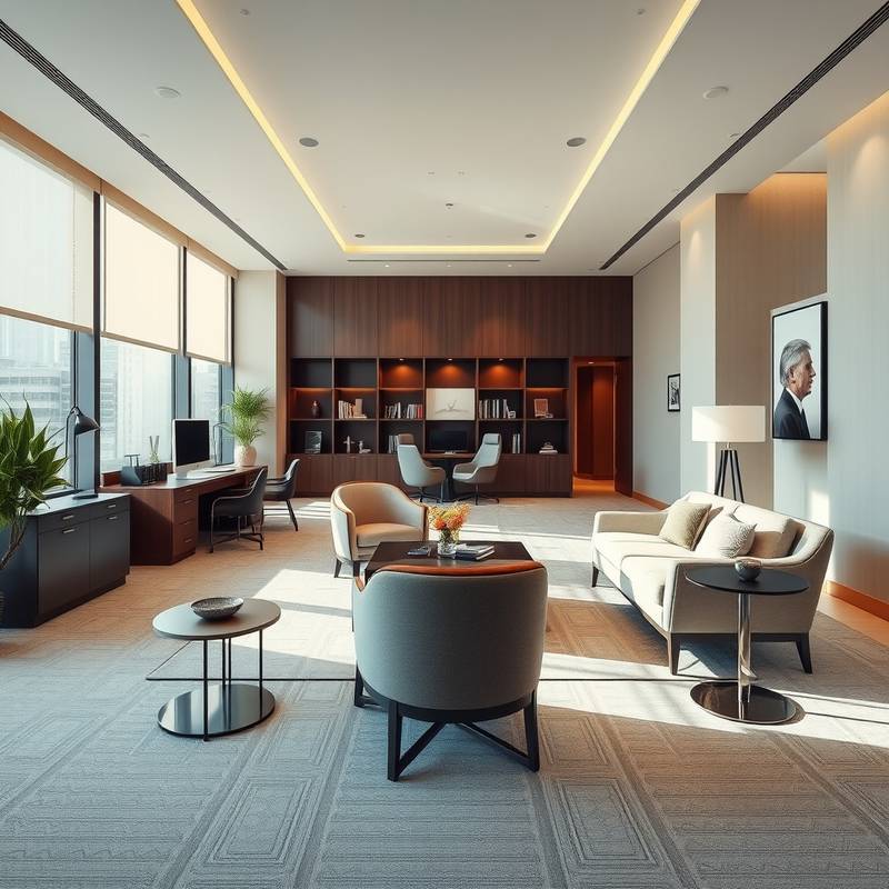 Sophisticated Executive Suite with workspace and comfortable seating